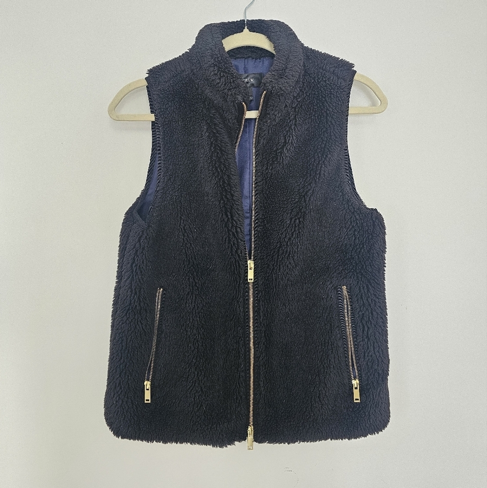 J. Crew Black Vest Plush Fabric